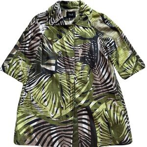 TALIE Tropical Palm Leaf Jacket Button Down Linen Blend Womens Small